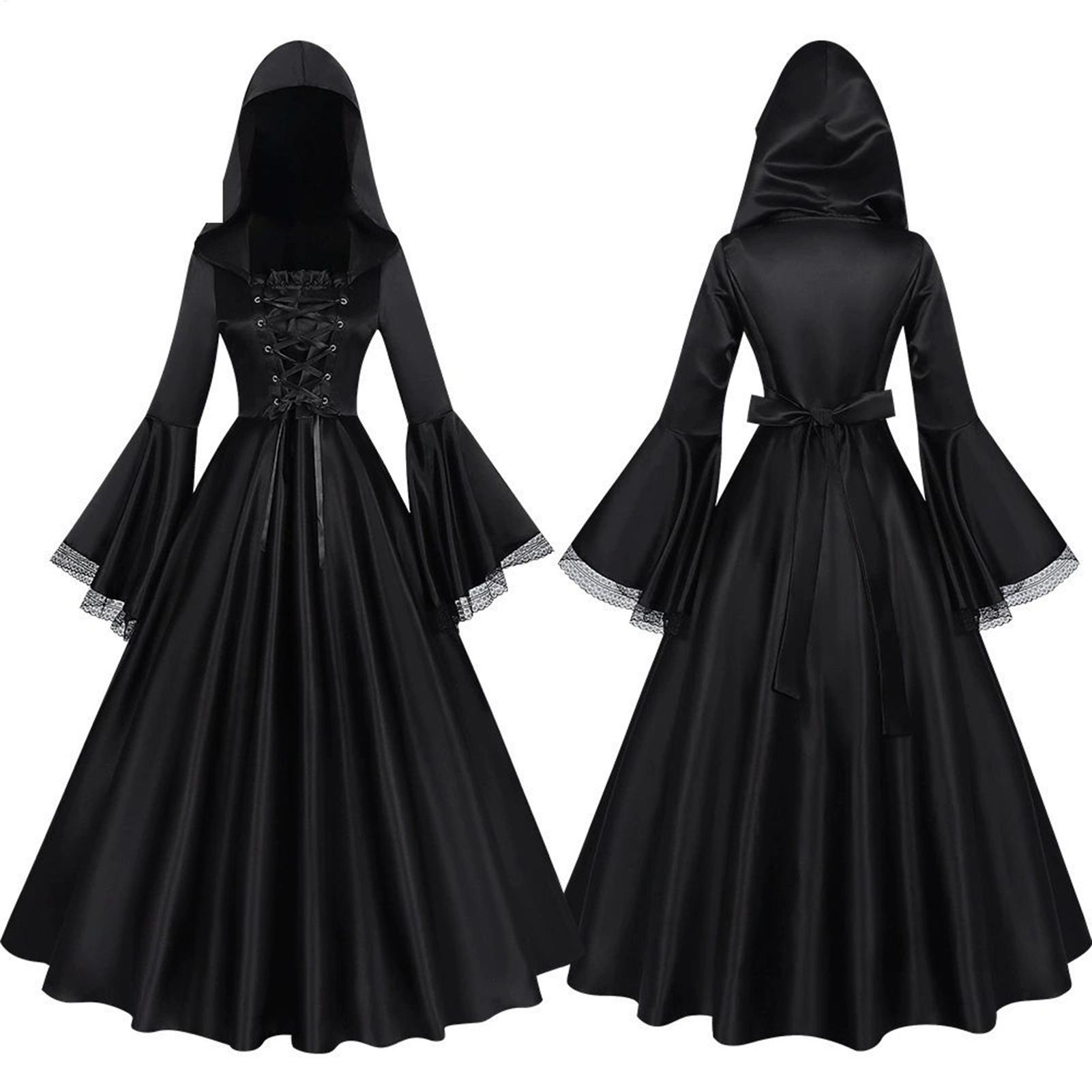 Medieval Renaissance Dress Women - Halloween Witch Costume Medieval Gothic Long