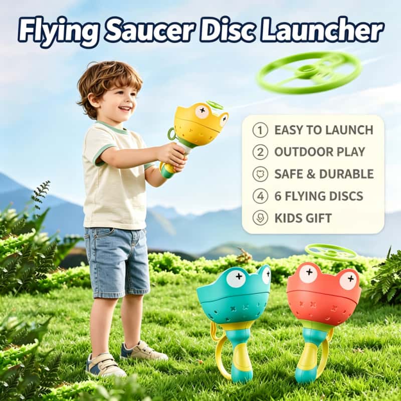 Novelty Gifts - Flying Saucer Disc Launcher Kids Flying
