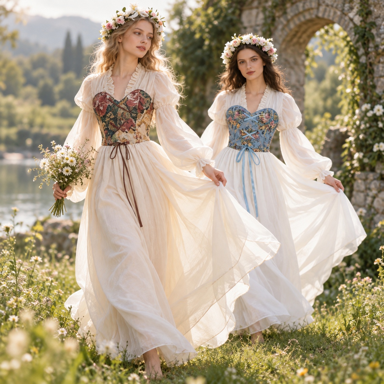 Medieval Renaissance Dress Women - Renaissance Style Corset Waist Dress with