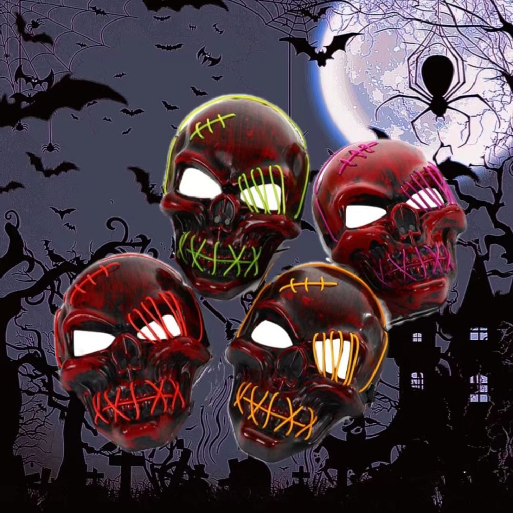 Gothic Halloween Skull Glowing - đánh giá và giá Led Purge Mask Halloween