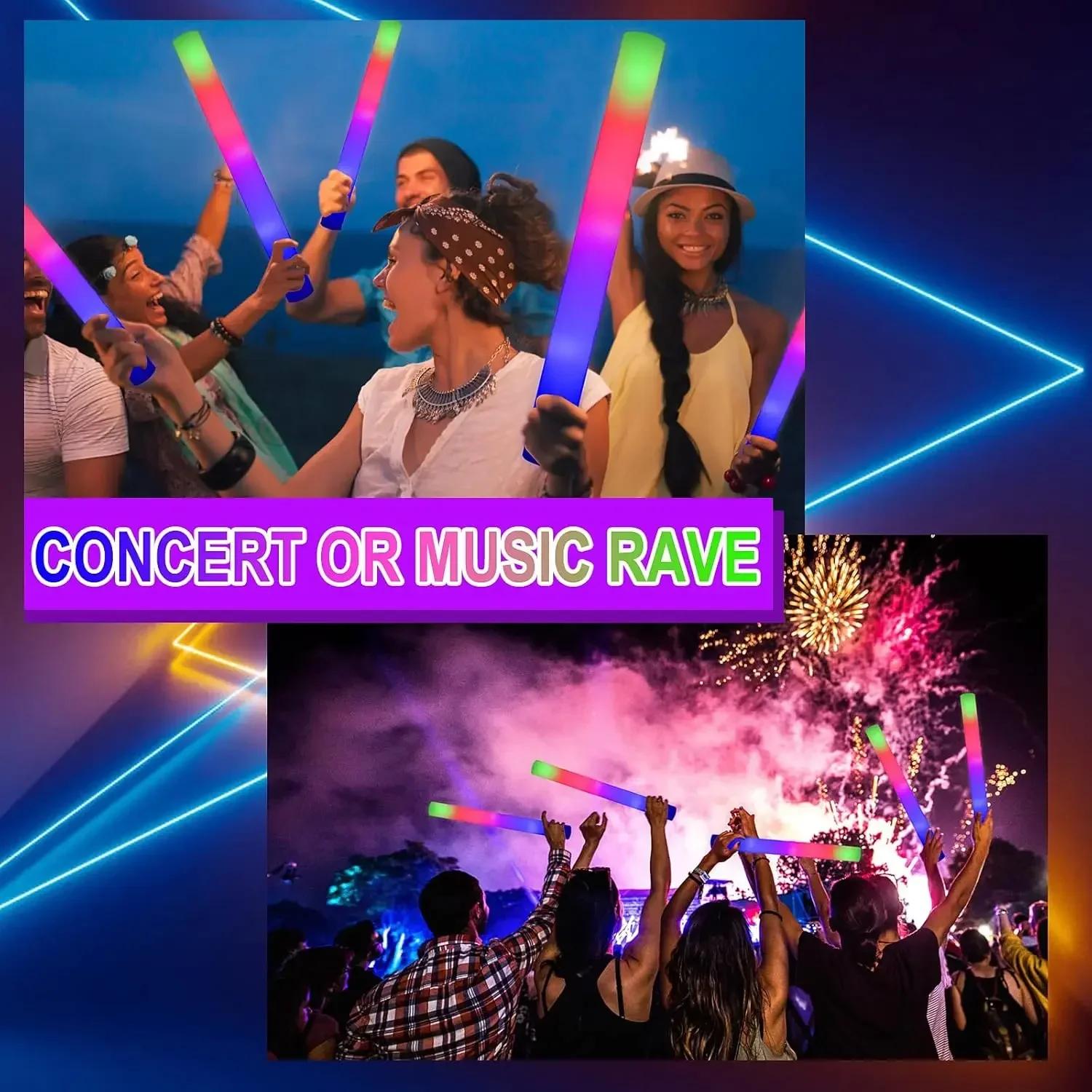 3Z-50PCS Led Foam Glow Sticks  - đánh giá và giá Flashing Led Foam Sticks Party