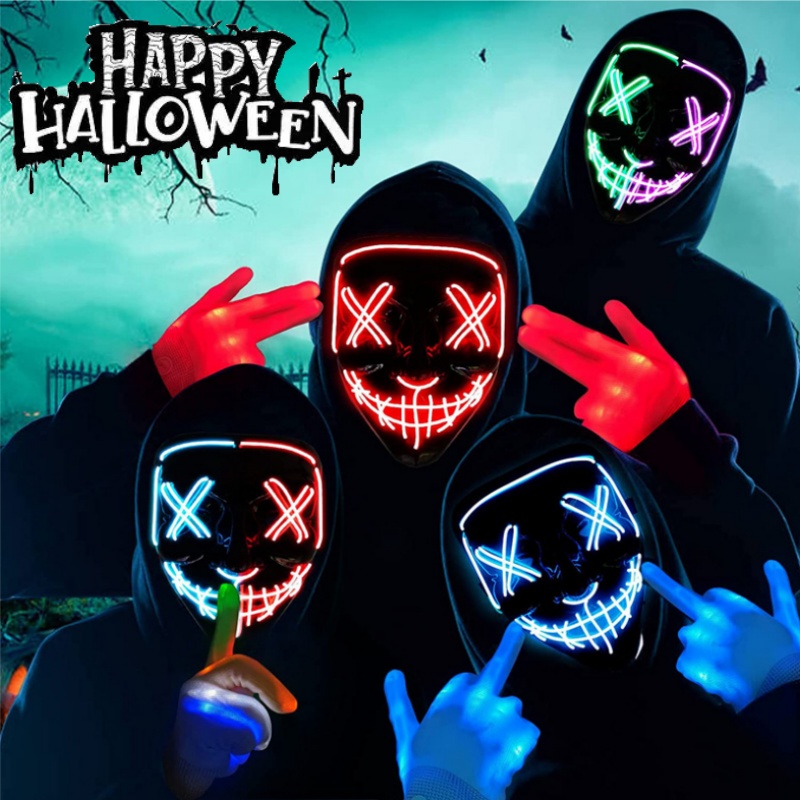 Scary Halloween Cosplay Light  - đánh giá và giá Led Purge Mask Halloween